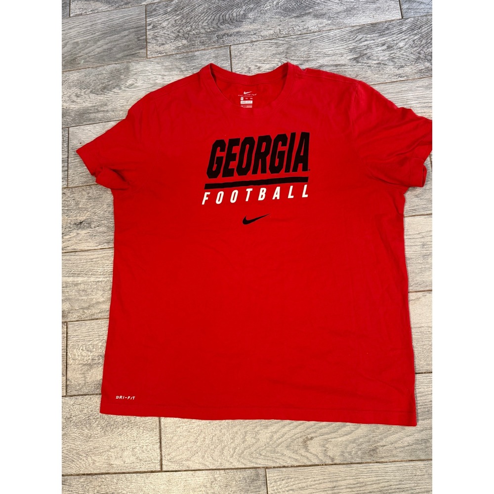 Nike Georgia Football T-Shirt XXL Red Dri-FIT BV1919-65N Mens UGA 2XL Tee Shirt